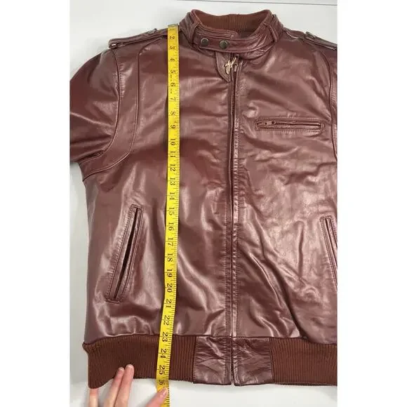Vintage 70’s Berman’s Leather Burgundy Lined Bomber Jacket Size 42